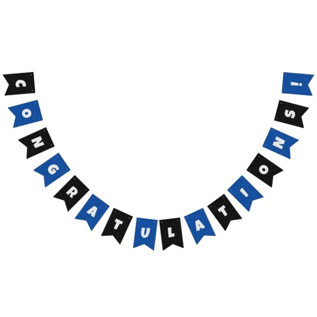 Blue & Black Male Corporate Congratulations Custom Bunting Flags (All)