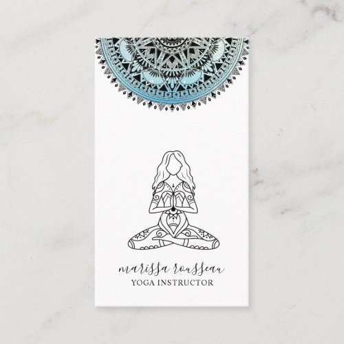 Blue Black Mandala Yoga Instructor Business Card