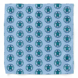 Blue Black Maori Sun Symbol Tribal Turtles Bandana