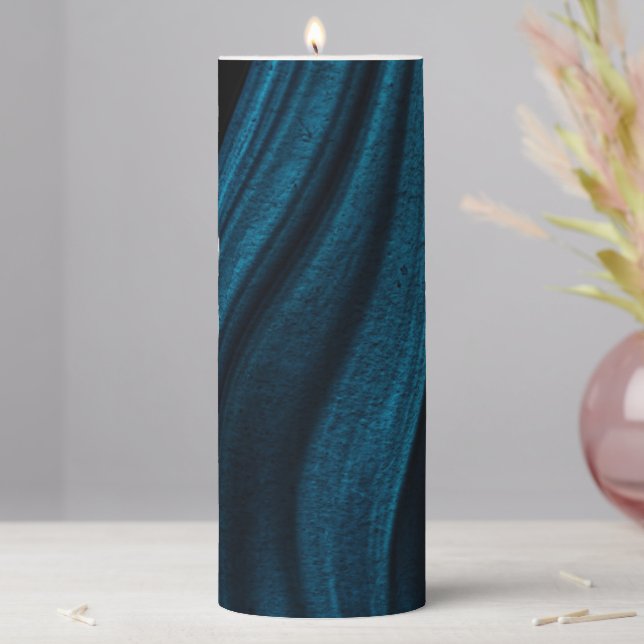 Blue & Black Marble Pillar Candle (In Situ)