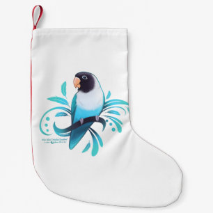 Blue Black Masked Lovebird Small Christmas Stocking