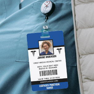 Blue & Black Medical Employee Doctor Nurse ID Badge