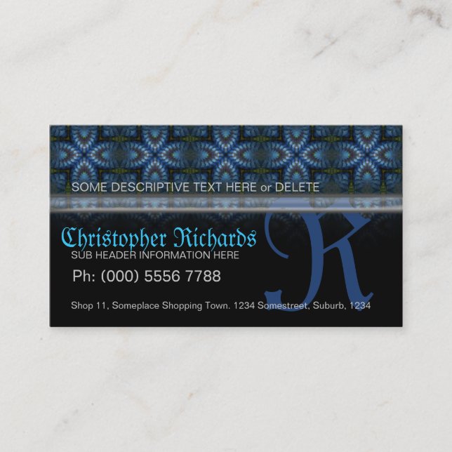 Blue+Black Medieval Tapestry Gothic Business Cards (Front)