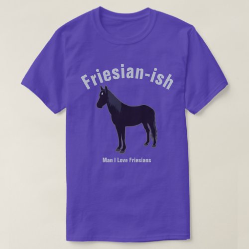 Blue Black Minimal Friesian Horse Silhouette T_Shirt