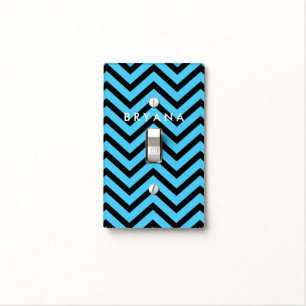 Blue & Black Modern Chevron Light Switch Cover
