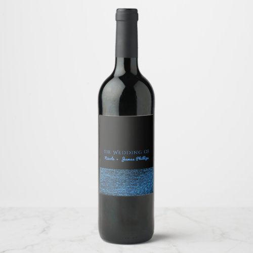 Blue  Black Modern Glam Sequins Chic Wine Labels