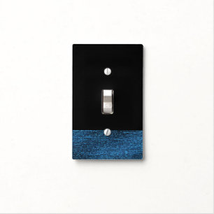 Blue & Black Modern Glam Sequins Elegant Chic Light Switch Cover