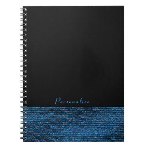 Blue & Black Modern Glam Sequins Elegant Chic Notebook