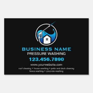 Blue Black Modern Pressure Washing Cleaning Sign