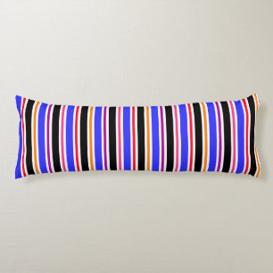 Blue Black Multi-colored Colors Stripes Body Pillow