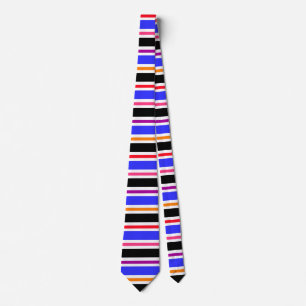 Blue Black Multi-colored Colors Stripes Neck Tie