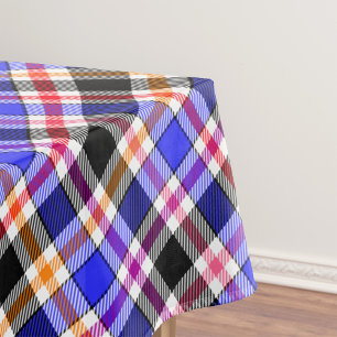 Blue Black Multicolour Flannel Plaid Tartan Tablecloth