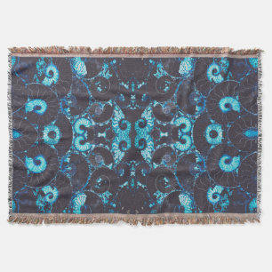 Blue black Nautilus shell pattern scared geometry Throw Blanket