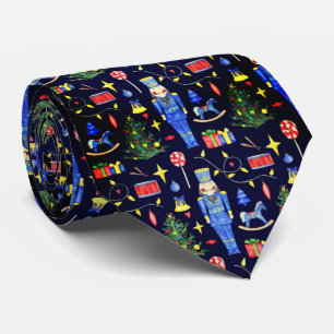 Blue Black Nutcracker Siute Christmas Tie