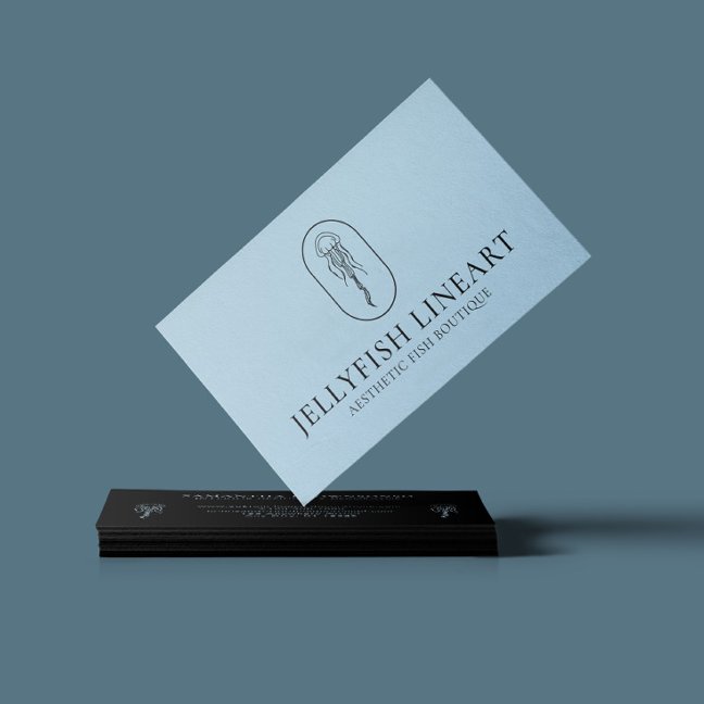 Blue Black Ocean Nautical Jellyfish Business Card