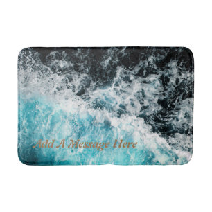 Blue Black Ocean Waves Hawaii Customizable Bath Mat