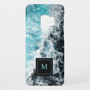 Blue Black Ocean Waves Hawaii Monogram Case-Mate Samsung Galaxy S9 Case