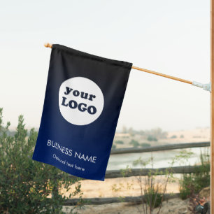 Blue Black Ombre Gradient Custom Business Logo House Flag