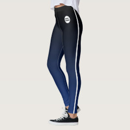 Blue Black Ombre Gradient Custom Business Logo Leggings