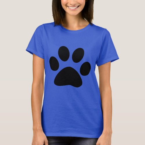 Blue Black Paw Print Pattern Cute Modern Stylish T_Shirt