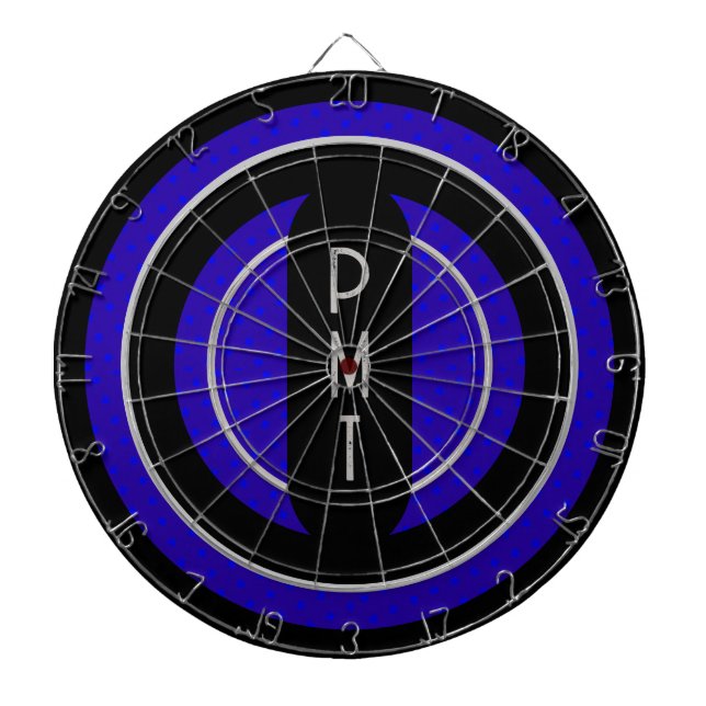 Blue Black Personalized Dart Board (Front)