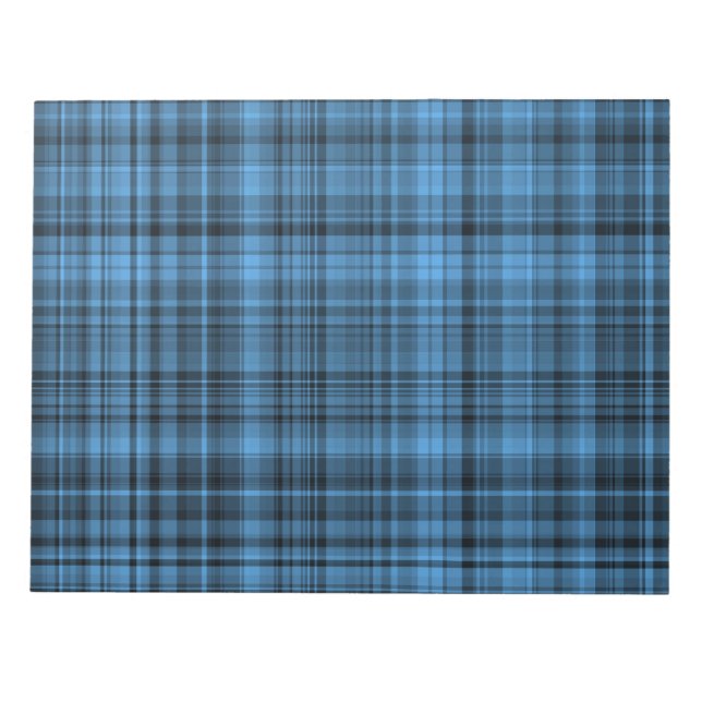 Blue Black Plaid Checker Pattern  Notepad (Front)