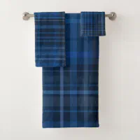 Gingham Check Black Bath Towel Set, Zazzle