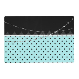 Blue & black polka dots placemat