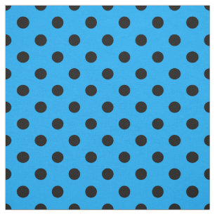 Blue Black Polka Dots Textile Fabric