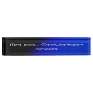 Blue Black Professional Modern Desk Nameplate