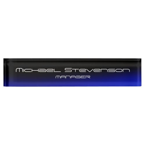 Blue Black Professional Modern Desk Nameplate