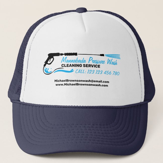 Blue Black Professional Pressure Washing Power Trucker Hat