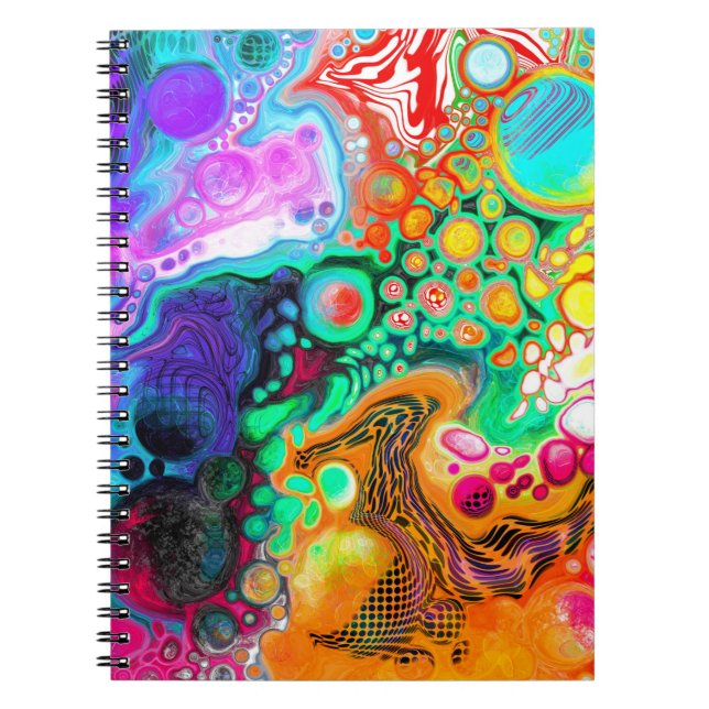Blue, Black, Purple, Yellow colorful   Notebook (Front)