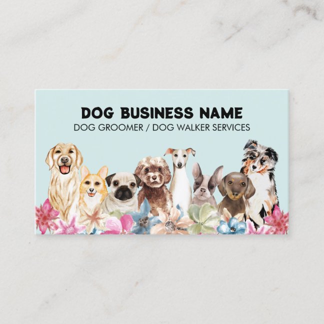Blue Black QR Code Dog grooming Business Card