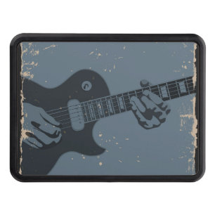 Blue & Black Rustic Guitar Player Tow Hitch Cover