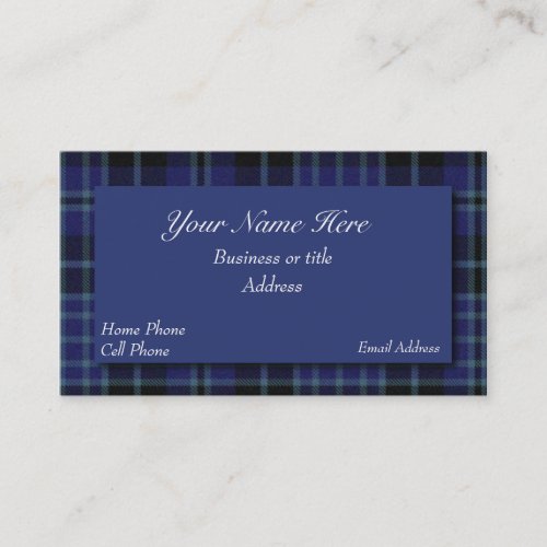 Blue &amp; Black Scottish Tartan Plaid Business Card