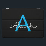 Blue Black Script Girly Monogram Name<br><div class="desc">Black and Blue Simple Script Monogram Name Laptop Case. This makes the perfect sweet 16 birthday,  wedding,  bridal shower,  anniversary,  baby shower or bachelorette party gift for someone that loves glam luxury and chic styles.</div>
