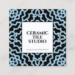 Blue Black Seamless Mosaic Tile Square Business Card