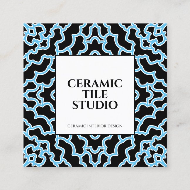 Blue Black Seamless Mosaic Tile Square Business Card