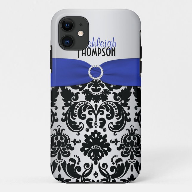 Blue, Black, Silver Damask iPhone 5 Case (Back)