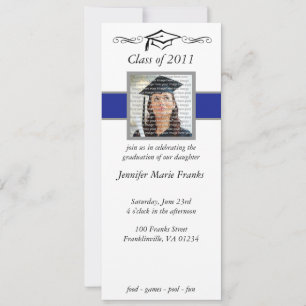 Blue, Black & Silver School Graduation Invitations