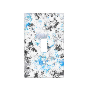 Blue Black Silver Splash Abstract Art Light Switch Cover