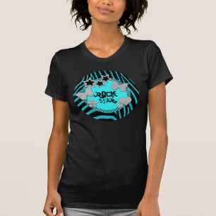 Blue Black Silver Zebra Glitter Rock Star TShirt
