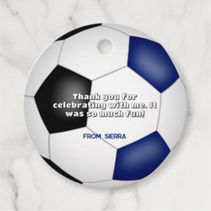 blue black soccer ball girls boys sports birthday favor tags