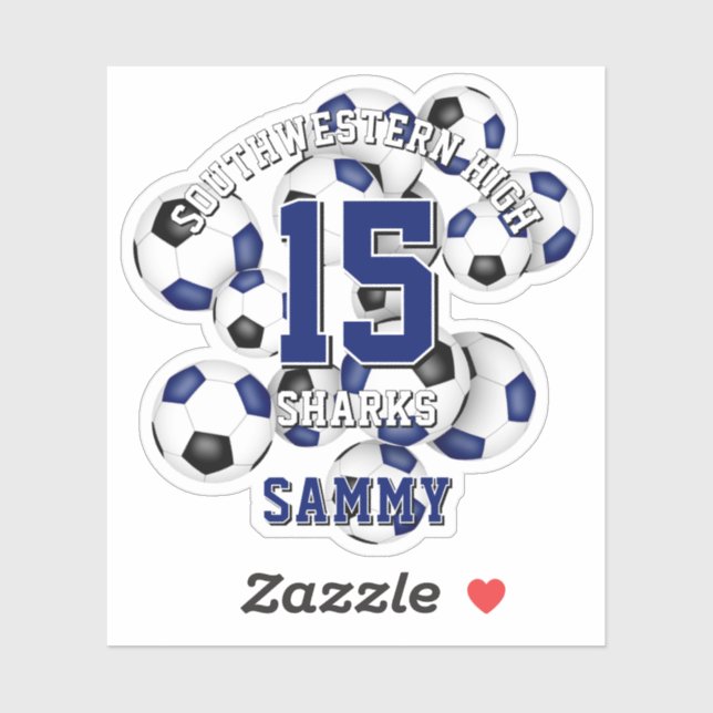 blue black soccer balls cluster team name sticker (Sheet)