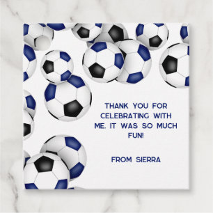 blue black soccer balls girls boys birthday party favor tags