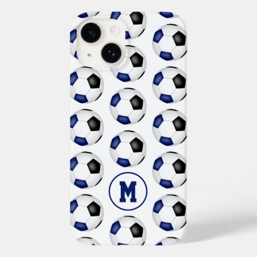 blue black soccer balls pattern monogrammed Case_Mate iPhone 14 case