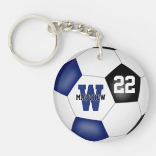 blue black soccer club team colors boys girls keychain