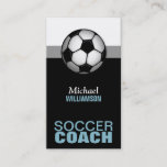 Blue &amp; Black Soccer Coach Business Cards at Zazzle