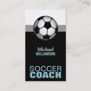 Blue & Black Soccer Coach Business Cards